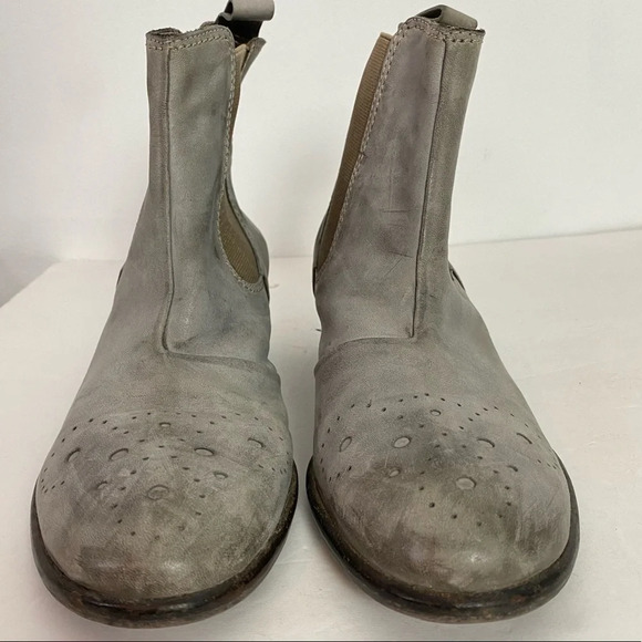 Liebeskind Berlin Leather Boots Size 7.5 Distressed Gray Womens Shoes Booties - Picture 4 of 12